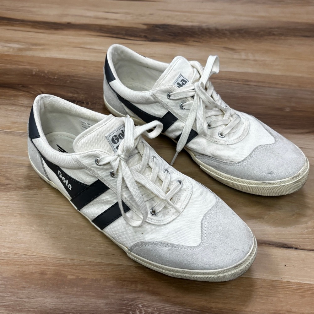 Gola Badminton Sneakers Size 11 Mens Casual Canvas Suede Low Top White Black